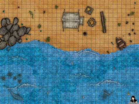 Beach Camp – Angela Maps – Free, Static, and Animated Battle Maps for D&D and other RPGs