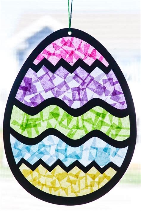 Easter Egg Tissue Paper Stained Glass Craft - Three Little Ferns ...