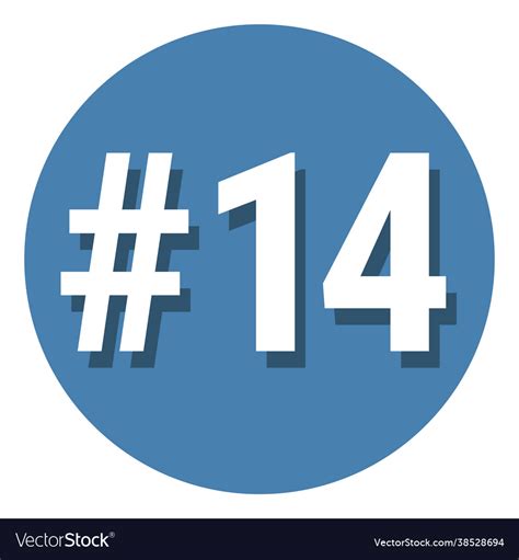 Number 14 fourteen symbol sign in circle 14th Vector Image