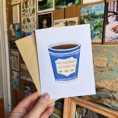 New York Blue Anthora Coffee Cup Blank Greeting Card | Etsy