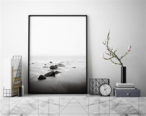 Beach Decor Wall Art Zen Wall Art Prints Black and White Ocean | Etsy