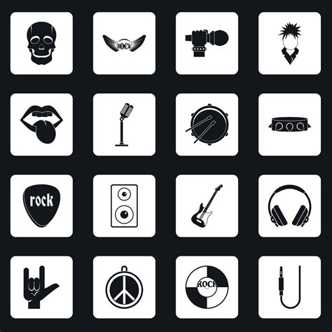 Rock music icons set squares vector 8290732 Vector Art at Vecteezy