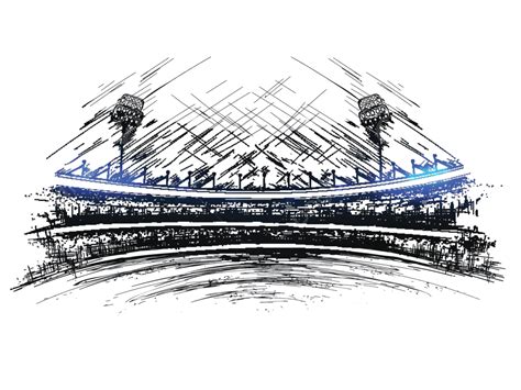 Cricket Stadium Sketch For An Eyecatching Cricket Tournament Poster Design Vector, Determination ...