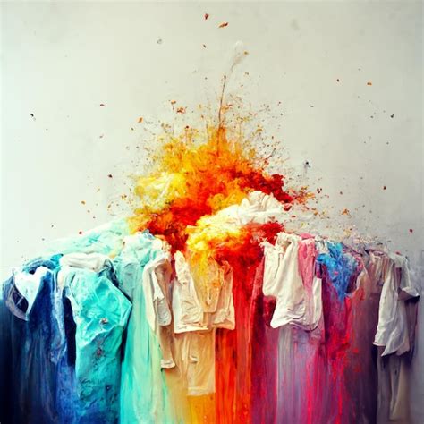 Premium AI Image | there is a colorful painting of clothes on a clothes ...