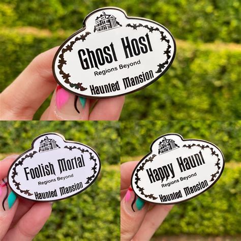 Haunted Mansion Name Tag, Ghost Host, Happy Haunt, Foolish Mortal ...