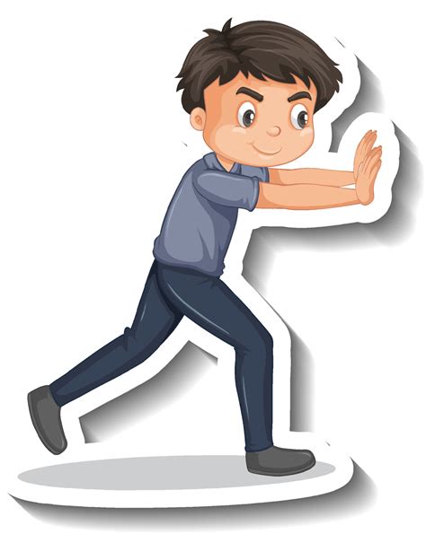 Boy pushing something cartoon character 3626805 Vector Art at Vecteezy