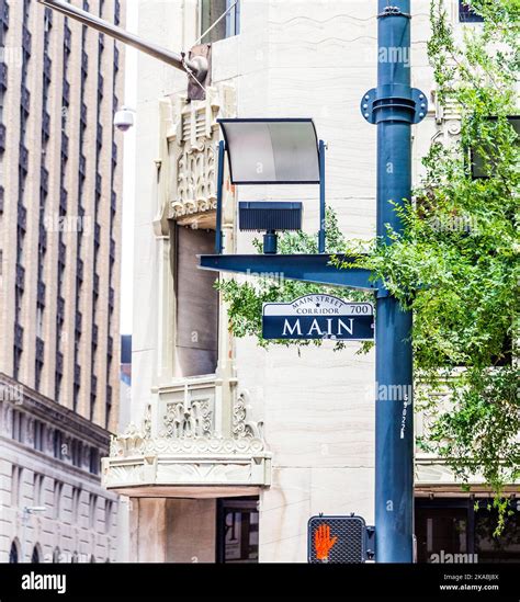 Street sign Main Street in historic district downtown Houston Stock ...