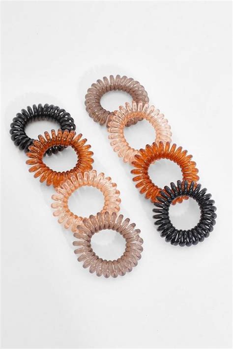 Mixed Tonal Spiral Hair Ties | boohoo UK