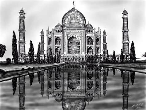 Taj Mahal Sketch by Cifercrossing | Taj mahal drawing, Taj mahal sketch, Watercolor architecture