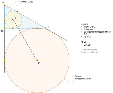 Geometry Problem 1295: Right Triangle, Incenter, Excenter, Congruence, Angle, iPad Apps, Typography