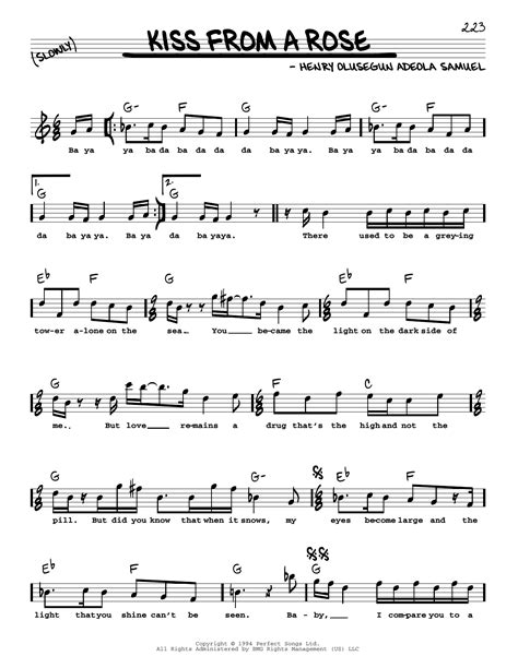 Kiss From A Rose by Seal Sheet Music for Real Book – Melody, Lyrics & Chords at Sheet Music Direct