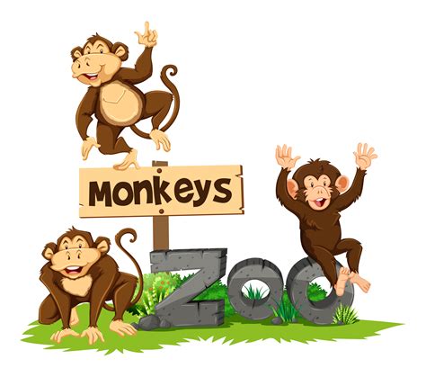 Three monkeys in the zoo 295002 Vector Art at Vecteezy