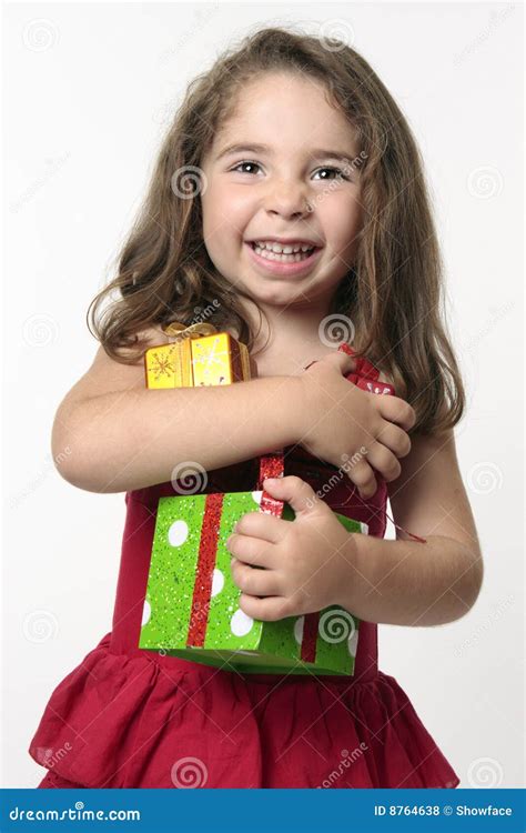 Jovial Happy Girl Child Holding Presents Stock Photo - Image of giving, give: 8764638