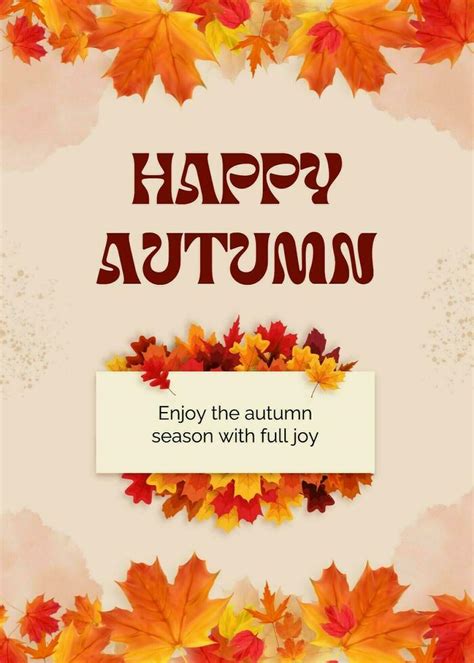 Brown minimalist happy autumn greeting card 33232582 Template