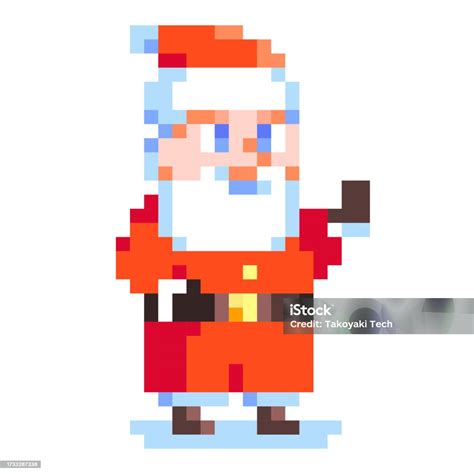 Pixel Art Santa Claus Retro 8 Bit Style Merry Christmas Holidays Santa Retro Illustration Vector ...