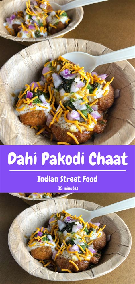 Delhi's famous dahi pakodi chaat made with fluffy lentil fritters, topped with yoghurt, tamarind ...