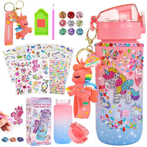 Decorate Your Own Water Bottle for Girls, Gifts for 5 6 7 8 9 Year Old Girls, Unicorn Themed ...