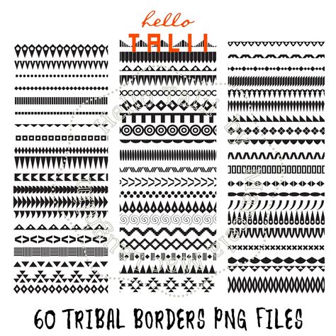 TRIBAL BUNDLE 60 Tribal Borders Clip Art files 12 Black and | Etsy