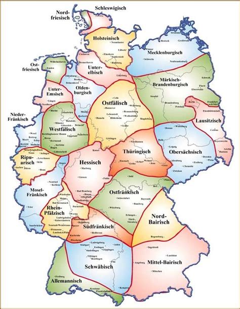 Map of Dialects in Germany | Deutsche dialekte, Willkommen in deutschland