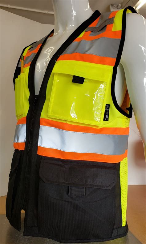 FX Three Tone Yellow/Black Safety Vest with 6 Pockets I Solid Knitted – RG Safety