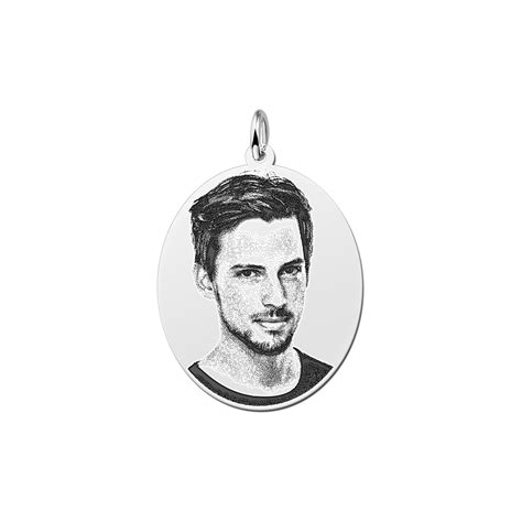Silver photo pendant necklace oval