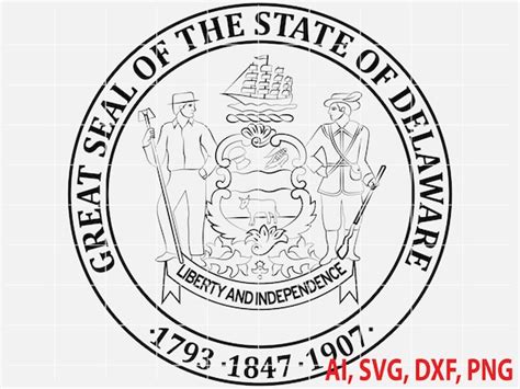 Delaware State Seal Coloring Page