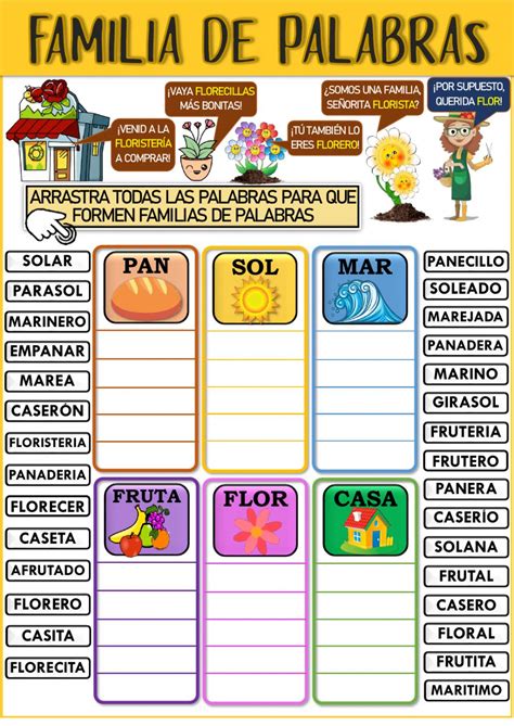 Familias de palabras INTERACTIVA Y PDF - Orientación Andújar - Recursos Educativos