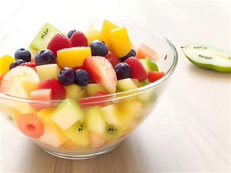 Premium AI Image | Bowl of fruit Fresh fruit salad in bowl on table ...