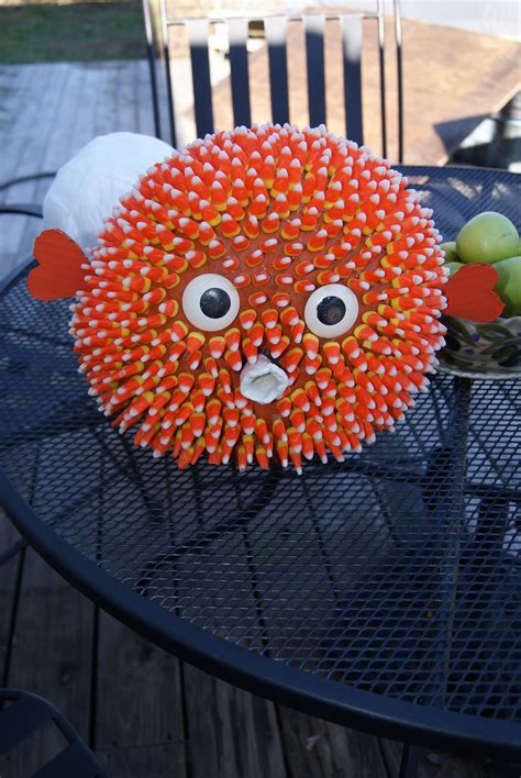 A puffer fish pumpkin that i made :) Non Carving Pumpkin Ideas, Unique ...