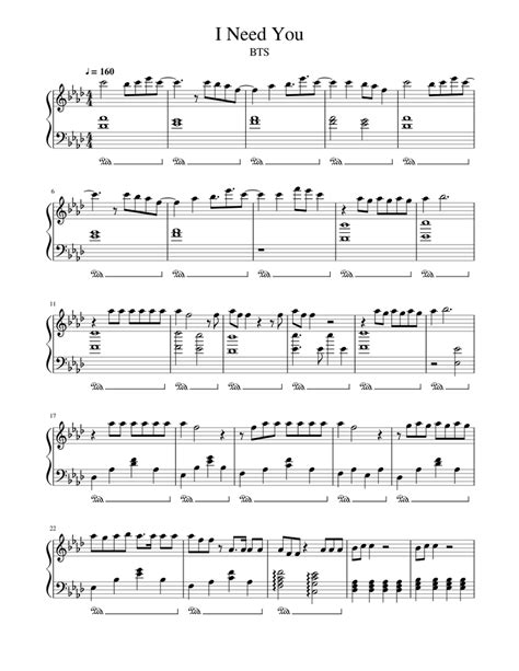 BTS I Need You piano Sheet music for Piano | Download free in PDF or ...