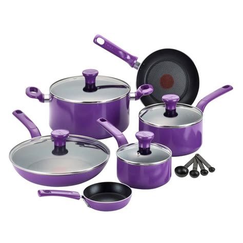 T-Fal Excite 14-Piece Purple Cookware Set with Lids-C970SE64 - The Home Depot