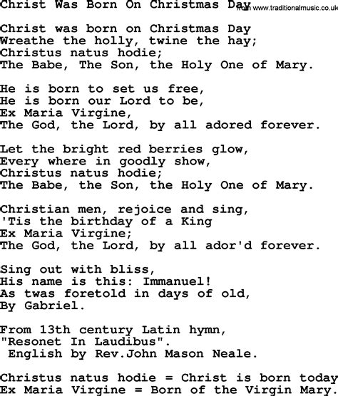 Christmas Powerpoints, Song: Christ Was Born On Christmas Day - Lyrics ...