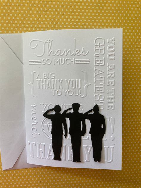 Thank You Military Card, Thank You Embossed Card, Soldier Thank You for ...