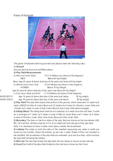 (DOC) Rules of Kabaddi | Komathy Moorthy - Academia.edu