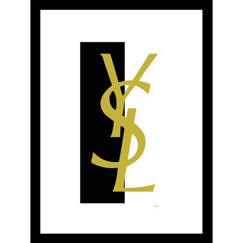 Traditional Yves Saint Laurent Logo Gold/Black 14" x 18" Framed Print ...