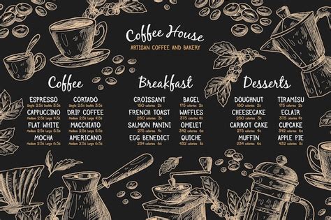 Free Vector | Horizontal menu template with coffee