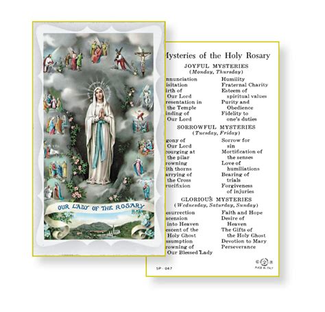 Mysteries of the Rosary Holy Card - 100 Pack - Buy Religious Catholic Store