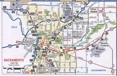 Sacramento CA road map, Free map highway Sacramento city surrounding area