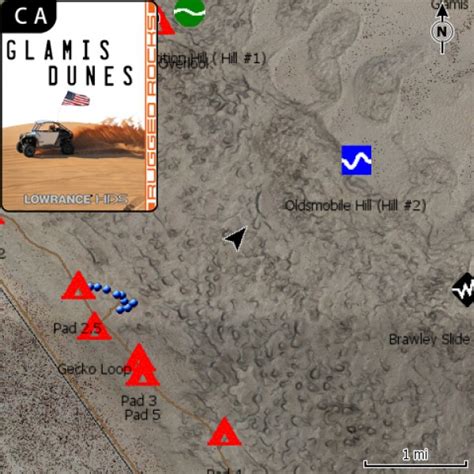 Glamis Dunes, CA Off Road GPS Map Card for Lowrance HDS