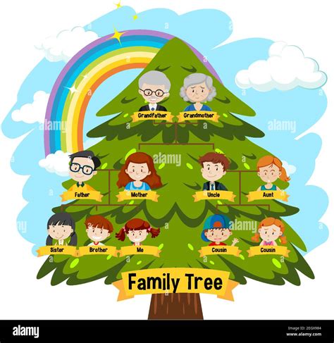 Diagram showing three generation family tree illustration Stock Vector Image & Art - Alamy