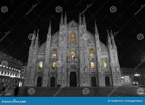 Milan Cathedral at night stock photo. Image of cityscape - 164087216