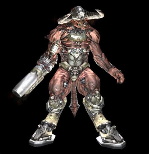 A picture of the final boss, Cyberdemon, from the computer game "Doom 3 ...