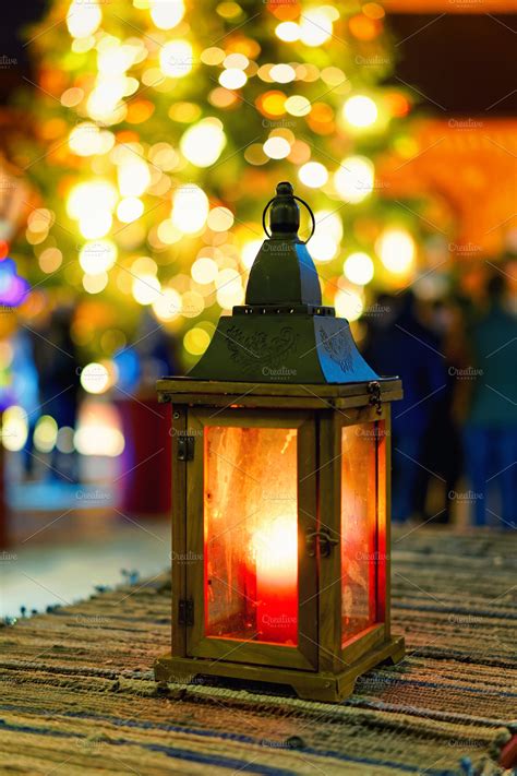 Street lantern at Christmas market | High-Quality Holiday Stock Photos ~ Creative Market