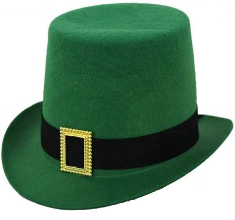 ADULTS IRISH HAT - GREEN FELT TOP HAT WITH BLACK BAND AND GOLD BUCKLE ...