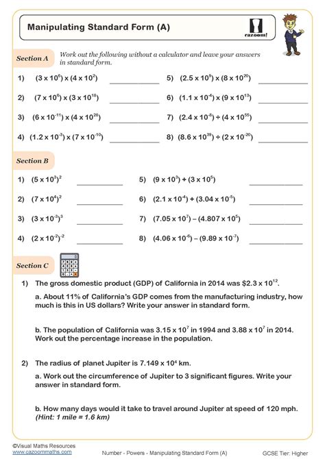 Manipulating Standard Form (A) Worksheet | Fun and Engaging PDF Worksheets