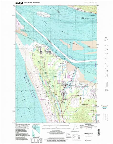 Classic USGS Warrenton Oregon 7.5'x7.5' Topo Map – MyTopo Map Store