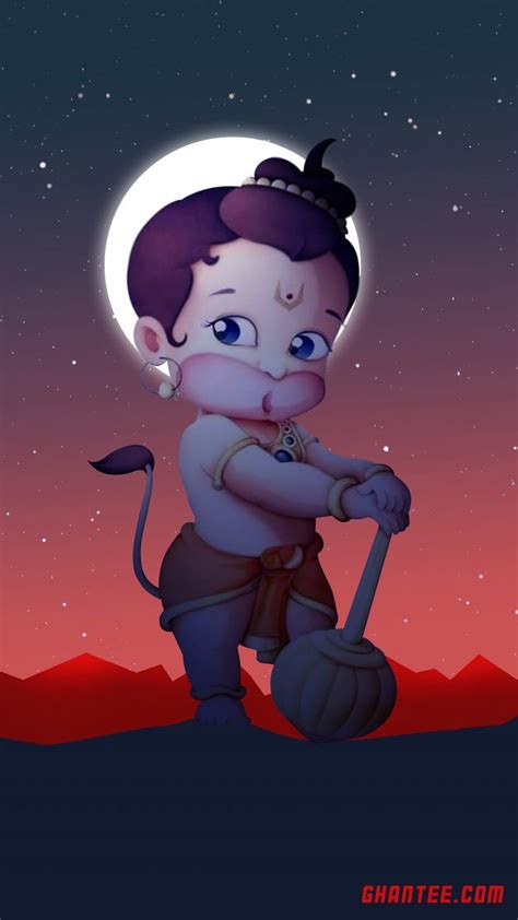 Bal hanuman bright night for mobile, cute hanuman HD phone wallpaper | Pxfuel