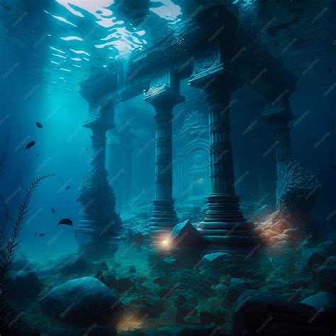 Premium Photo | Underwater lost city atlantis and its ruins