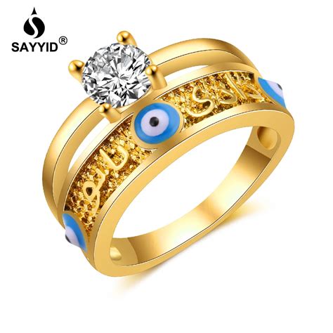 SAYYID New Luxury Brand Statement Jewelry Yellow gold rings for women ...