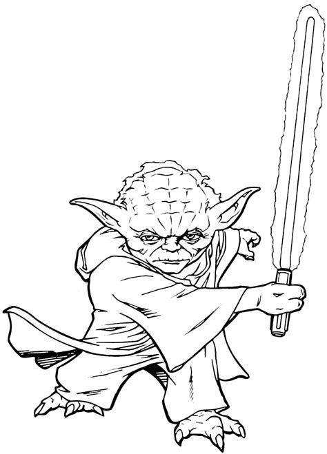 Star Wars - The Jedi master Yoda ready to fight with his lightsaber